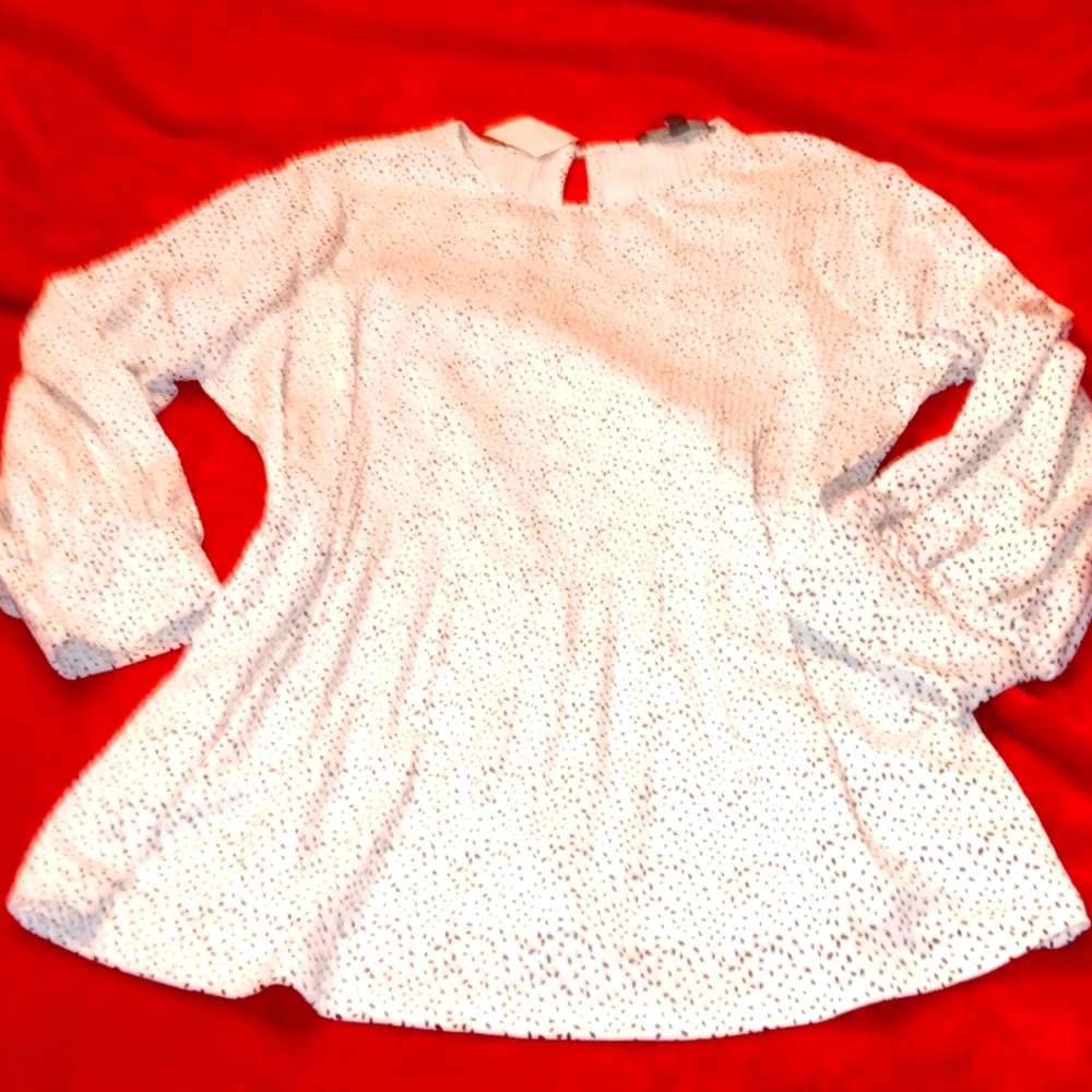 ADRIANA PAPPELL, white with black polka dot, 3/4 sleeve blouse.